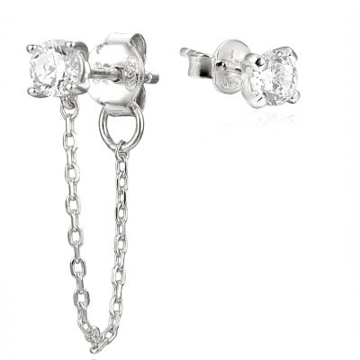 Gena.paris® 'Stone' Women's Sterling Silver Stud Earrings - Silver GBO1531-W