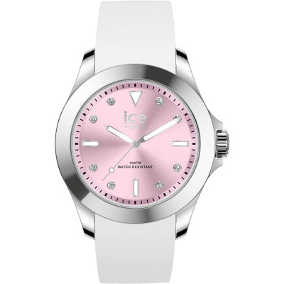 Ice Watch® Analogue 'Ice Steel - Classic - White Pastel Pink' Women's Watch (Medium) 020382