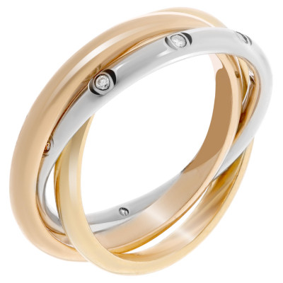 Women's Three-Tone 14C Ring - Gold/Silver/Rose RD-3086