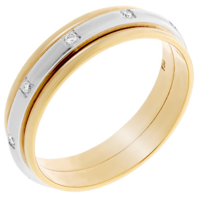 Orphelia® Unisex's Two-Tone 18C Ring - Silver/Gold RD-33401
