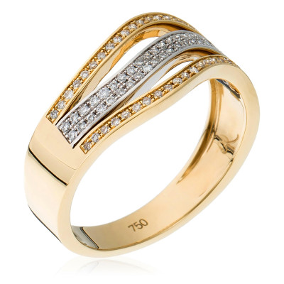 Women's Two-Tone 18C Ring - Silver/Gold RD-3387