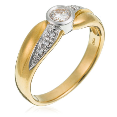Women's Two-Tone 18C Ring - Silver/Gold RD-3715