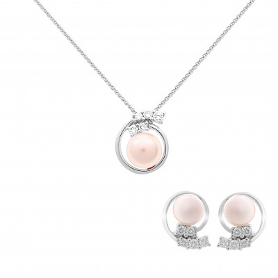 Orphelia® 'Alanna' Women's Sterling Silver Set: Chain-Pendant + Earrings - Silver SET-7117
