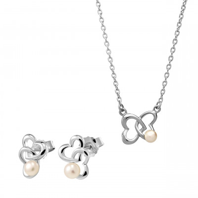 Orphelia® 'Lili' Women's Sterling Silver Set: Chain-Pendant + Earrings - Silver SET-7513
