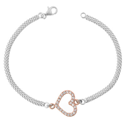 Orphelia® 'Penelope' Women's Sterling Silver Bracelet - Silver/Rose ZA-7103