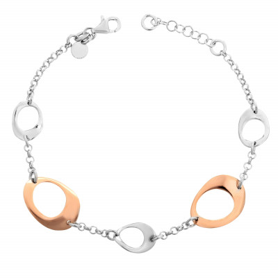 'Isotta' Women's Sterling Silver Bracelet - Silver/Rose ZA-7192