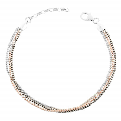 Orphelia® Women's Sterling Silver Bracelet - Silver/Rosegold/Black ZA-7203