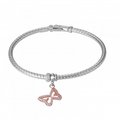 Orphelia® Women's Sterling Silver Bracelet - Silver/Rose ZA-7397