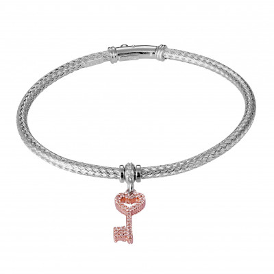 Women's Sterling Silver Bracelet - Silver/Rose ZA-7399