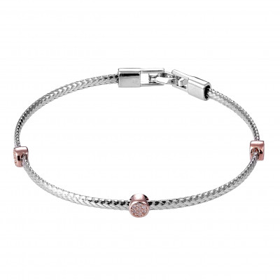 Women's Sterling Silver Bracelet - Silver/Rose ZA-7415