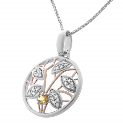 'Oceane' Women's Sterling Silver Chain with Pendant - Silver/Rose ZH-7090/1
