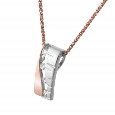'Lova' Women's Sterling Silver Chain with Pendant - Silver/Rose ZH-7093