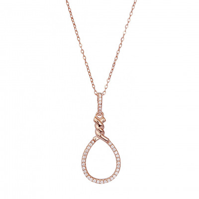 'Aava' Women's Sterling Silver Chain with Pendant - Rose ZH-7421