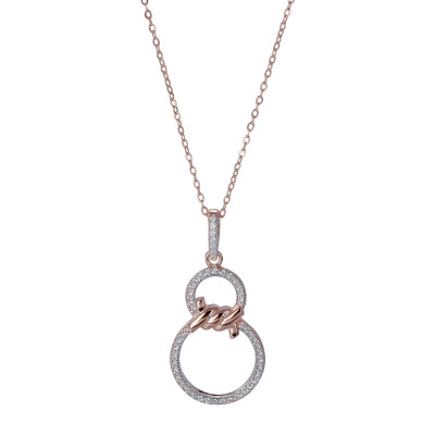 'Aavia' Women's Sterling Silver Chain with Pendant - Rose ZH-7422