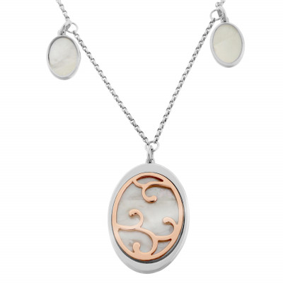 'Jarina' Women's Sterling Silver Necklace - Silver/Rose ZK-7165
