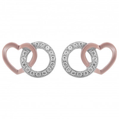 'Ely' Women's Sterling Silver Stud Earrings - Silver/Rose ZO-7286
