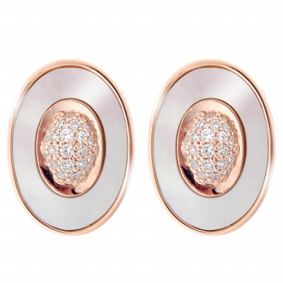 'Aurori' Women's Sterling Silver Stud Earrings - Rose ZO-7292