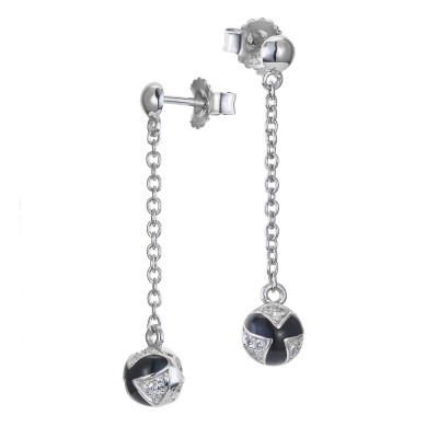 'Sedona' Women's Sterling Silver Drop Earrings - Silver/Black ZO-7332