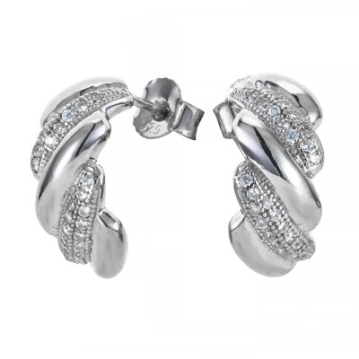 'Sabrina' Women's Sterling Silver Stud Earrings - Silver ZO-7348