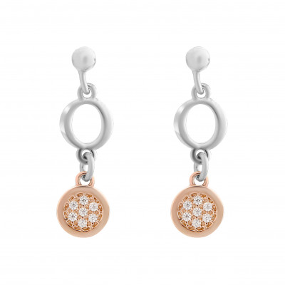 'Maite' Women's Sterling Silver Drop Earrings - Silver/Rose ZO-7376