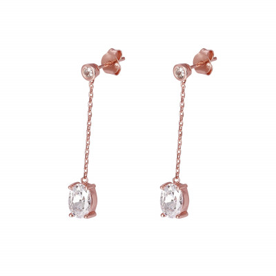 'Elodie' Women's Sterling Silver Drop Earrings - Rose ZO-7419