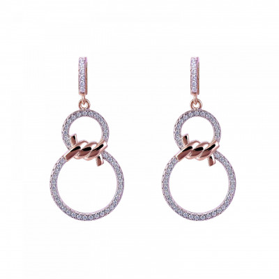 'Aavia' Women's Sterling Silver Drop Earrings - Rose ZO-7422