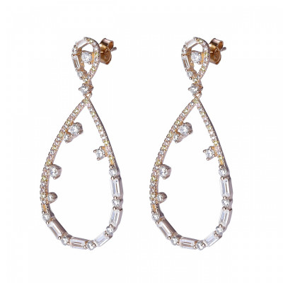 'Islia' Women's Sterling Silver Drop Earrings - Rose ZO-7423/RG
