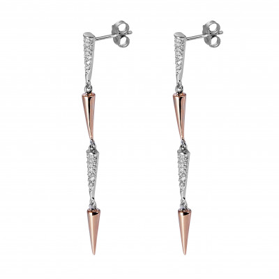 'Aada' Women's Sterling Silver Drop Earrings - Silver/Rose ZO-7433