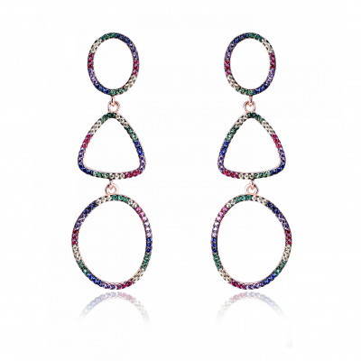 Orphelia® 'Aura' Women's Sterling Silver Drop Earrings - Rose ZO-7461 #1