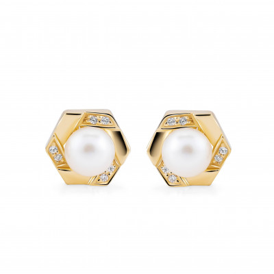 Orphelia® 'Aliva' Women's Sterling Silver Stud Earrings - Gold ZO-7469/G
