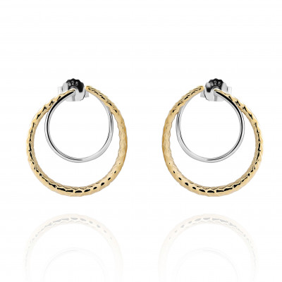 Orphelia® 'Bastien' Women's Sterling Silver Stud Earrings - Silver/Gold ZO-7499
