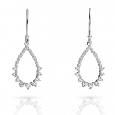 'Petal' Women's Sterling Silver Drop Earrings - Silver ZO-7564