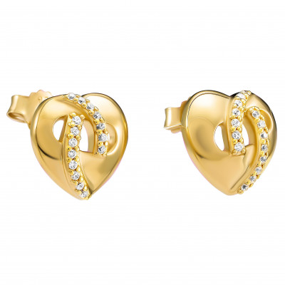 'Amore' Women's Sterling Silver Stud Earrings - Gold ZO-7577/G