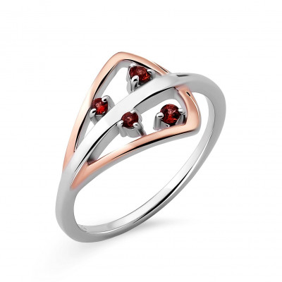 Orphelia® Women's Sterling Silver Ring - Silver/Rose ZR-7496 #1