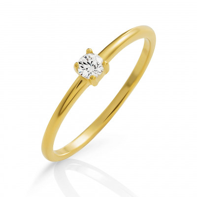 Orphelia® 'Solitaire' Women's Sterling Silver Ring - Gold ZR-7527/G
