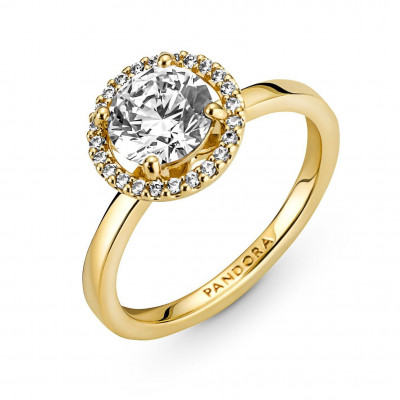 Pandora® Pandora Timeless 'Round Halo' Women's Gold Plated Metal Ring - Gold 161234C01