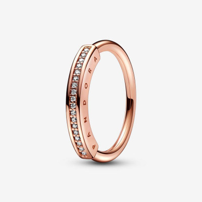 Pandora® 'Pandora Signature' Women's Gold Plated Metal Ring - Rose 182283C01