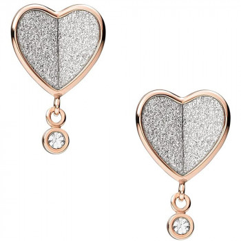 Fossil Jewellery® 'Flutter Hearts' Women's Stainless Steel Stud Earrings - Rosegold JF03646791