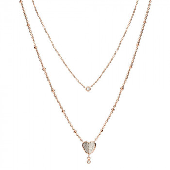 Fossil Jewellery® 'Flutter Hearts' Women's Stainless Steel Necklace - Rosegold JF03648791
