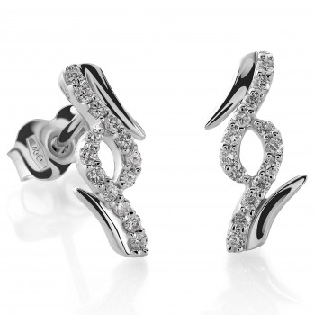 Orphelia® 'Cosima' Women's Whitegold 18C Stud Earrings - Silver OD-5323