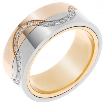 Orphelia® Women's Three-Tone 14C Ring - Gold/Silver/Rose RD-33404