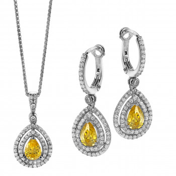 Orphelia® Women's Sterling Silver Set: Chain-Pendant + Earrings - Silver SET-7048