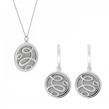 Orphelia® Women's Sterling Silver Set: Chain-Pendant + Earrings - Silver SET-7096