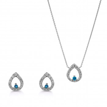 Orphelia® 'Kiana' Women's Sterling Silver Set: Necklace + Earrings - Silver SET-7487