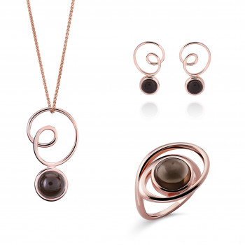 Orphelia® Women's Sterling Silver Set: Necklace + Earrings + Ring - Rose SET-7495 #1