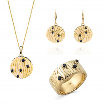 Orphelia® Women's Sterling Silver Set: Necklace + Earrings + Ring - Gold SET-7504/G #1
