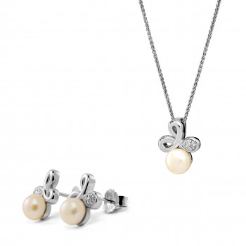 Orphelia® 'Elisabeth' Women's Sterling Silver Set: Chain-Pendant + Earrings - Silver SET-7511