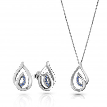 Orphelia® 'Dazzle' Women's Sterling Silver Set: Chain-Pendant + Earrings - Silver SET-7518/B