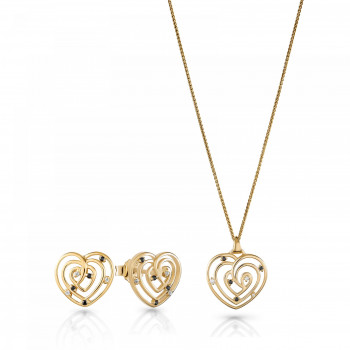 Orphelia® 'Euphoria' Women's Sterling Silver Set: Chain-Pendant + Earrings - Gold SET-7522/G