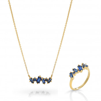 Orphelia® 'Novel' Women's Sterling Silver Set: Necklace + Ring - Gold SET-7534